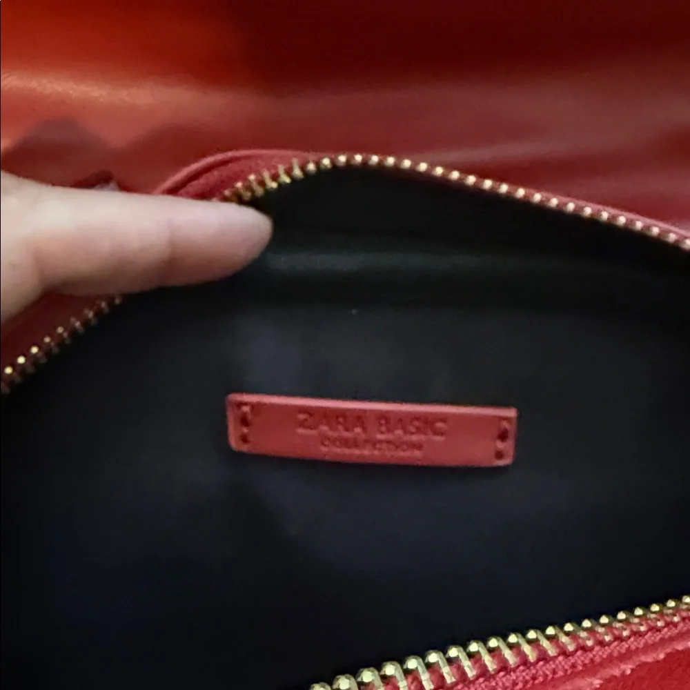 Zara Red Quilted Crossbody Bag with Gold Accents - Picture 5 of 6